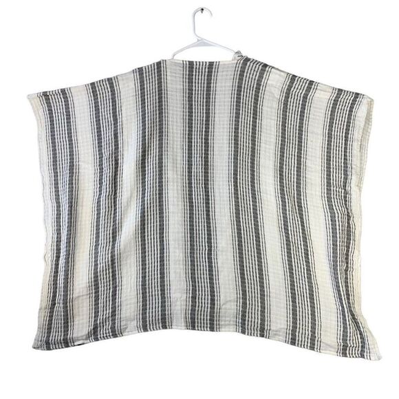 Aerie Fringe Kimono Coverup Wrap Poncho Women One Size Black White - Picture 2 of 10